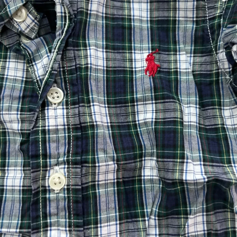 Ralph Lauren Navy, Green and White Button Down Shirt‎